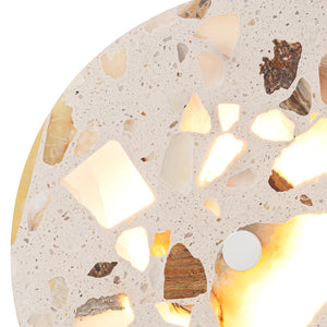 8.07 in. 1-flammige moderne runde dimmbare LED-Wandleuchte mit Mable Terrazzo-Schirm für Schlafzimmer, Foyer, Flur