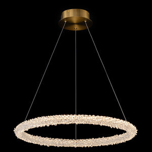 1-flammige moderne goldene Metallring-Kristall-LED-Pendelleuchte, dimmbarer Kronleuchter für Esszimmer