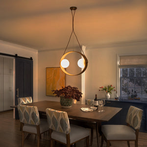 Suspension ovale moderne 2 lumières 20 po en noyer avec globes en verre blanc pour salle à manger, îlot de cuisine