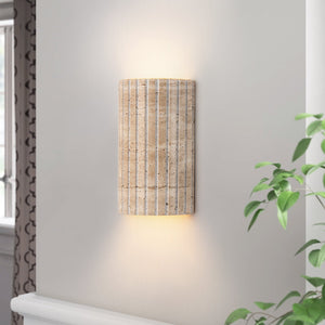 Applique murale LED intégrée, dimmable, semi-cylindrique moderne en travertin, 5,11 po, 1 lumière, pour chambre à coucher ou escalier