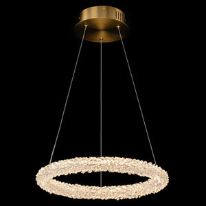 1-flammige moderne goldene Metallring-Kristall-LED-Pendelleuchte, dimmbarer Kronleuchter für Esszimmer