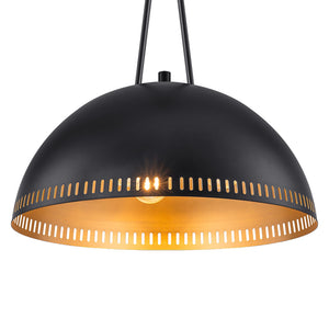 Suspension lustre dôme industriel vintage 3 lumières 40 cm en métal avec abat-jour en fer pour cuisine, salle à manger