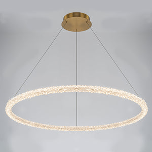 1-flammige moderne goldene Metallring-Kristall-LED-Pendelleuchte, dimmbarer Kronleuchter für Esszimmer