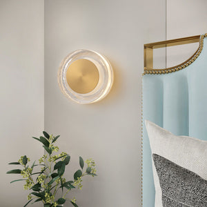 7.48 Zoll. Moderne Messing runde dimmbare integrierte LED-Wandleuchte Klarglas Badezimmer Waschtischleuchte