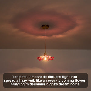 Pendentif suspendu moderne rose 1 lumière de 28 cm avec abat-jour en verre en forme de fleur pour chambre à coucher, îlot de cuisine