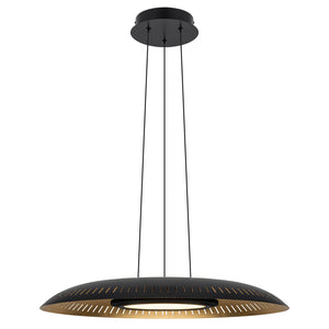 Lustre suspendu à dôme moderne noir à intensité variable, 1 lumière, 24 W, avec abat-jour en métal, pour salle à manger, îlot de cuisine
