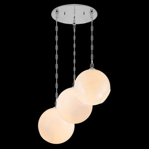 Suspension Globe Moderne Chromé avec Abat-jour en Verre Bulle Blanc pour Îlot de Cuisine, Salle à Manger