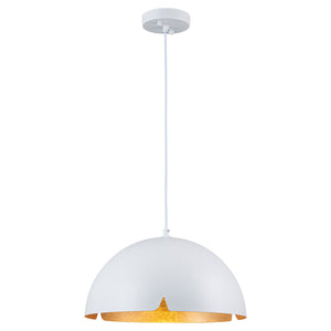 Suspension cloche industrielle 1 lumière en métal noir/blanc de 38 cm avec abat-jour en fer pour salles à manger, cuisines
