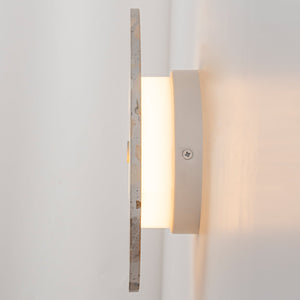 8.07 in. 1-flammige moderne runde dimmbare LED-Wandleuchte mit Mable Terrazzo-Schirm für Schlafzimmer, Foyer, Flur