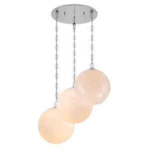 Suspension Globe Moderne Chromé avec Abat-jour en Verre Bulle Blanc pour Îlot de Cuisine, Salle à Manger