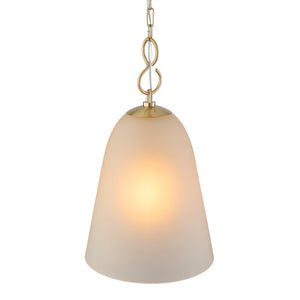 1-Light Modern Gold Bell Shaped Chandelier Hanging Light with Champagne-Colored Glass Shade for Dining Room