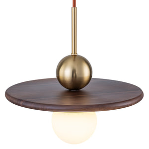 Suspension moderne 1 lumière or et bois, 25 W, avec abat-jour sphérique en verre blanc, pour chambre à coucher