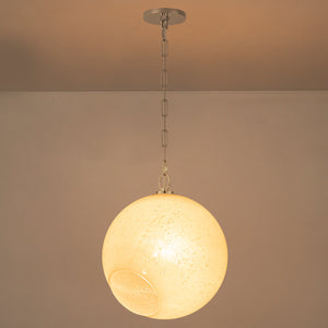 Suspension Globe Moderne Chromé avec Abat-jour en Verre Bulle Blanc pour Îlot de Cuisine, Salle à Manger