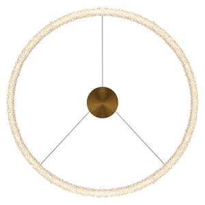 1-flammige moderne goldene Metallring-Kristall-LED-Pendelleuchte, dimmbarer Kronleuchter für Esszimmer