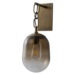 Applique murale 1 lumière en métal antique de 18 cm (7,09 po) avec abat-jour en verre ovale dégradé pour chambre, salle de bain, couloir