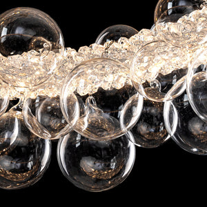 1-Leuchtgoldene moderne runde Kugel-Kristall-LED-Pendelleuchte, dimmbar, mit Glasblasen