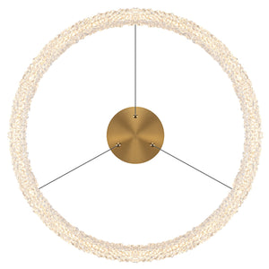 1-flammige moderne goldene Metallring-Kristall-LED-Pendelleuchte, dimmbarer Kronleuchter für Esszimmer