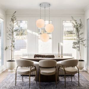 Suspension Globe Moderne Chromé avec Abat-jour en Verre Bulle Blanc pour Îlot de Cuisine, Salle à Manger
