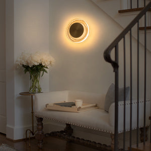 7.48 Zoll. Moderne Messing runde dimmbare integrierte LED-Wandleuchte Klarglas Badezimmer Waschtischleuchte