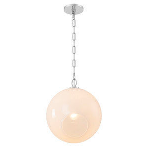 Suspension Globe Moderne Chromé avec Abat-jour en Verre Bulle Blanc pour Îlot de Cuisine, Salle à Manger