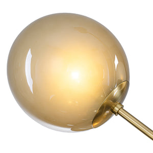 Lustre grappe Mid-Century Modern or à 4 ou 7 lumières avec abat-jour globes en verre couleur café