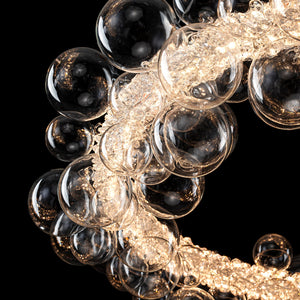 1-Leuchtgoldene moderne runde Kugel-Kristall-LED-Pendelleuchte, dimmbar, mit Glasblasen