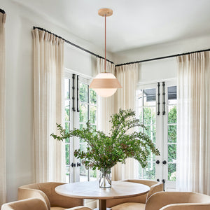 Suspension globe à 1 lumière en bois avec abat-jour en verre blanc de 27 cm pour îlot de cuisine et chambre à coucher