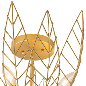 26 Zoll 4-flammige moderne luxuriöse goldfarbene halbeinbaubare Deckenleuchte mit Metallblätterschirm