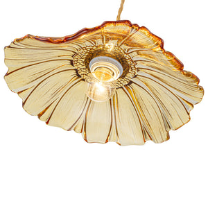 Pendentif suspendu moderne rose 1 lumière de 28 cm avec abat-jour en verre en forme de fleur pour chambre à coucher, îlot de cuisine