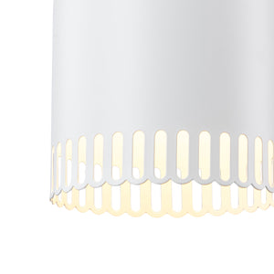 1-flammige Pendelleuchte aus goldfarbenem Eisen in halbkuppelförmigem Design mit mattweißem Metallschirm und Aushöhlungen für das Wohnzimmer