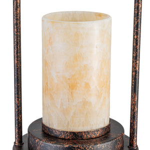 6,69 Zoll 1-flammige Vintage Industrial U-förmige Eisen-Pendelleuchte mit natürlichem Onyx-Schirm