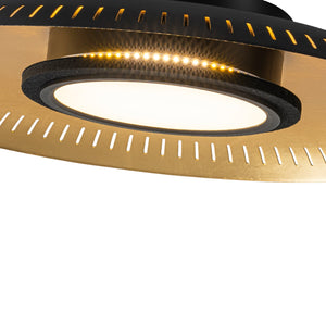 Plafonnier encastré à DEL à intensité variable noir industriel moderne à 1 lumière de 22,8 po avec abat-jour en dôme métallique