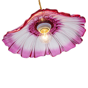 Pendentif suspendu moderne rose 1 lumière de 28 cm avec abat-jour en verre en forme de fleur pour chambre à coucher, îlot de cuisine