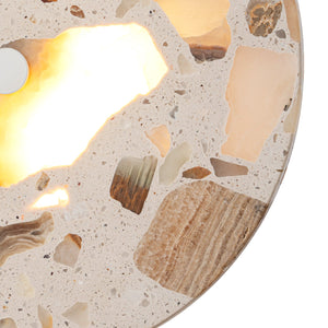 8.07 in. 1-flammige moderne runde dimmbare LED-Wandleuchte mit Mable Terrazzo-Schirm für Schlafzimmer, Foyer, Flur