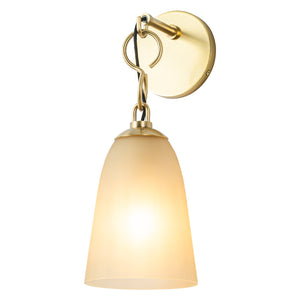 6 Zoll, 1-flammige, moderne Wandleuchte aus Messing mit glockenförmigem Glasschirm aus Milchglas für Schlafzimmer, Wohnzimmer, Flur