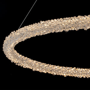 1-flammige moderne goldene Metallring-Kristall-LED-Pendelleuchte, dimmbarer Kronleuchter für Esszimmer