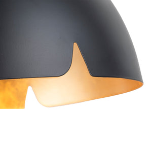Suspension cloche industrielle 1 lumière en métal noir/blanc de 38 cm avec abat-jour en fer pour salles à manger, cuisines