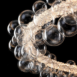1-Leuchtgoldene moderne runde Kugel-Kristall-LED-Pendelleuchte, dimmbar, mit Glasblasen