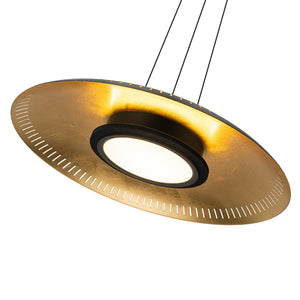 Lustre suspendu à dôme moderne noir à intensité variable, 1 lumière, 24 W, avec abat-jour en métal, pour salle à manger, îlot de cuisine