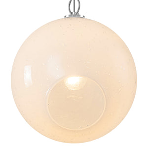 Suspension Globe Moderne Chromé avec Abat-jour en Verre Bulle Blanc pour Îlot de Cuisine, Salle à Manger