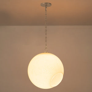 Suspension Globe Moderne Chromé avec Abat-jour en Verre Bulle Blanc pour Îlot de Cuisine, Salle à Manger