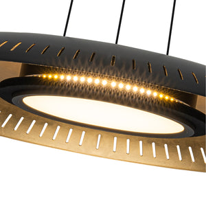 Lustre suspendu à dôme moderne noir à intensité variable, 1 lumière, 24 W, avec abat-jour en métal, pour salle à manger, îlot de cuisine