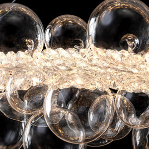 1-Leuchtgoldene moderne runde Kugel-Kristall-LED-Pendelleuchte, dimmbar, mit Glasblasen