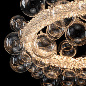 1-Leuchtgoldene moderne runde Kugel-Kristall-LED-Pendelleuchte, dimmbar, mit Glasblasen