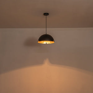 Suspension cloche industrielle 1 lumière en métal noir/blanc de 38 cm avec abat-jour en fer pour salles à manger, cuisines
