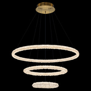 3-flammiger moderner Ring-Kronleuchter in Gold, dimmbar, integrierte LED, mehrstufige Pendelleuchte mit Kristall für das Esszimmer