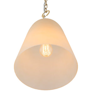 1-Light Modern Gold Bell Shaped Chandelier Hanging Light with Champagne-Colored Glass Shade for Dining Room