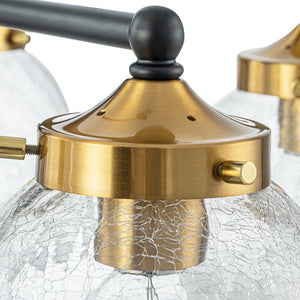 Lustre moderne en forme de branche noire à 5 lumières de 22,44 po avec abat-jour en verre craquelé transparent pour îlot de cuisine, salon