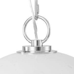 Suspension Globe Moderne Chromé avec Abat-jour en Verre Bulle Blanc pour Îlot de Cuisine, Salle à Manger