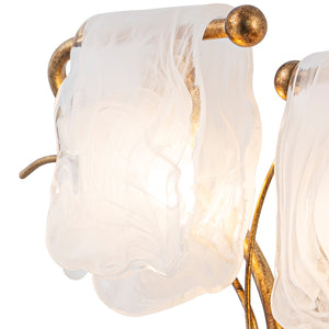 Applique murale 2 lumières or antique de 40,9 cm avec abat-jour en verre dépoli, luminaire mural pour chambre ou salon
